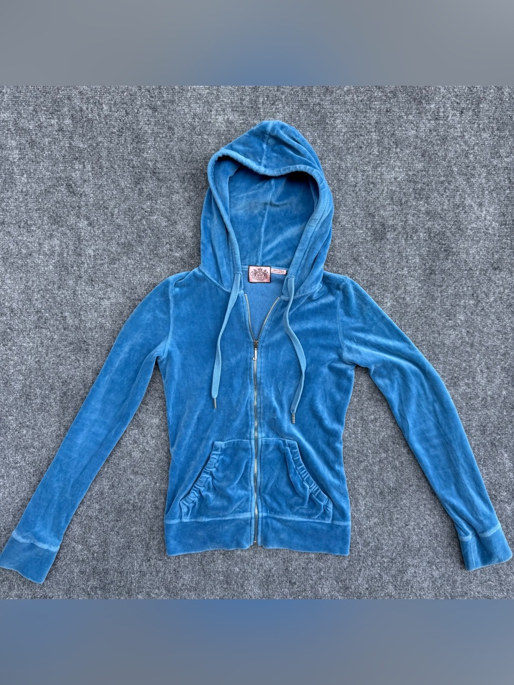 Juicy Couture Velour Zip-Up Hoodie In Cerulean Blue